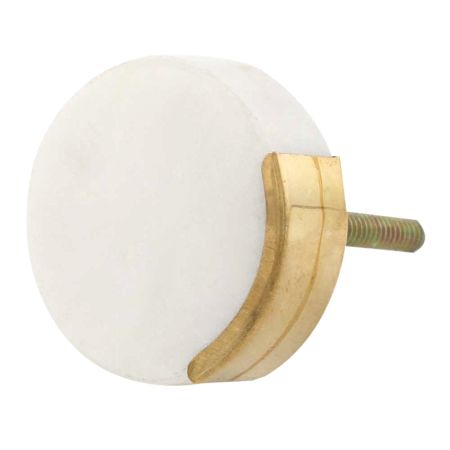 White Round Golden Stone Cabinet Knob